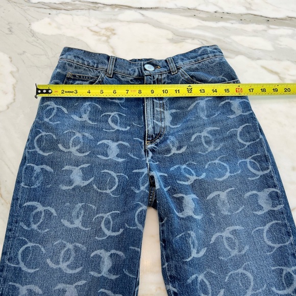 CHANEL 23N CC DARK BLUE SILVER SEQUINS BOOT CUT JEANS SIZE FR 36 / US 4 NWTS! - Picture 11 of 17